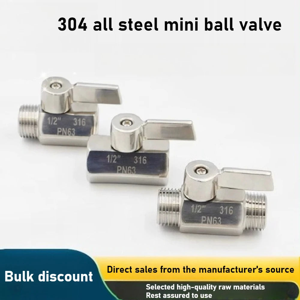 304 Stainless Steel Mini Ball Valve 1 2 3 4 6 Points PN63 Internal Thread External Thread for Water Oil Acid Two-way Ball Valve Oasis Select