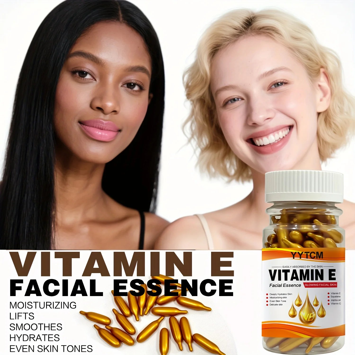 Vitamin E Capsule Essence – Squalane & Vitamin C | 90 Caps Face Capsule Serum Oasis Select