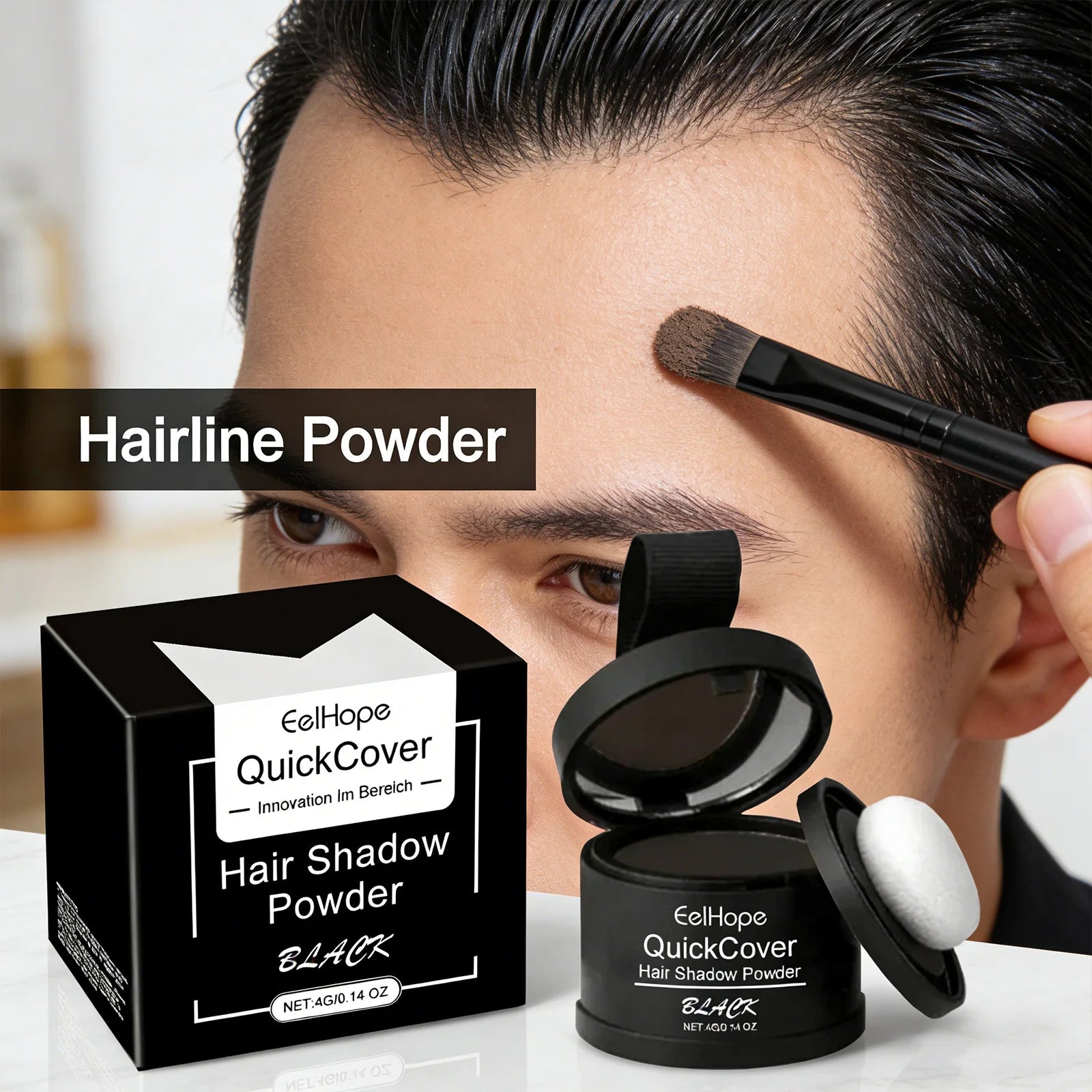 Eelhope Black Hairline Powder – Waterproof Root Cover 4g Hairline Cover Powder Oasis Select