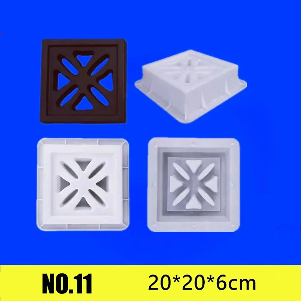 Plastic Hollow Brick Mold 20*20*6cm Square Wall Brick Mould 3D Carving Anti-Slip Cement Antique Brick Mold Garden Wall Oasis Select 11