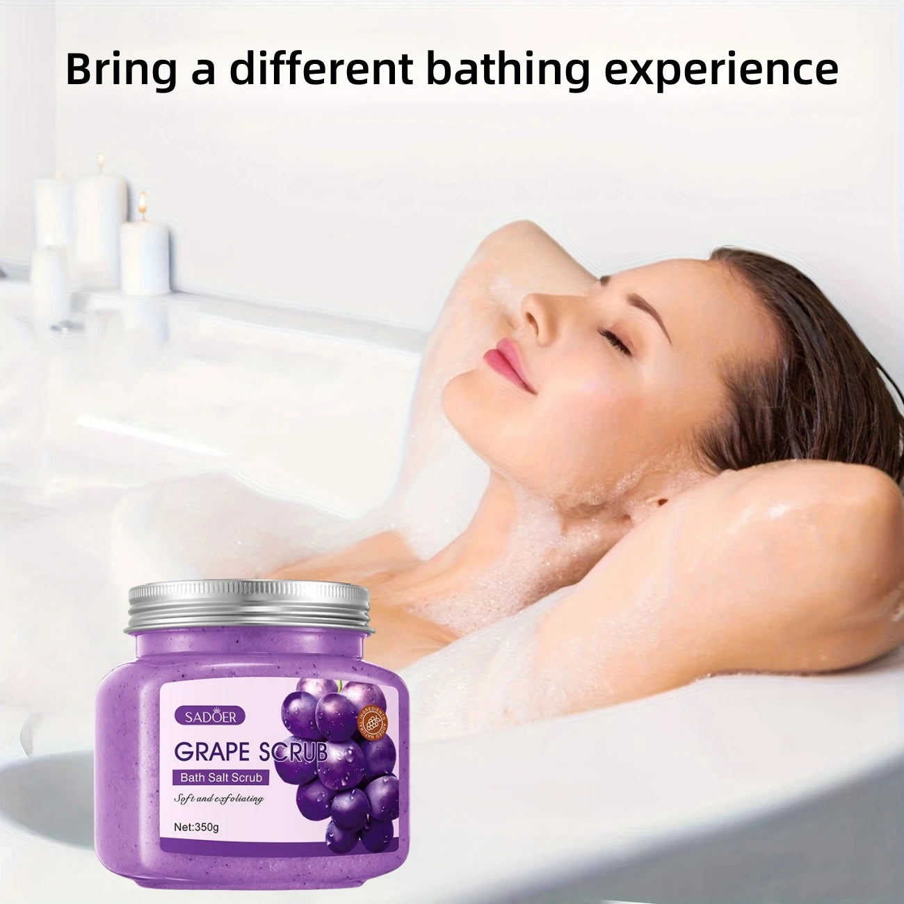 SADOER Grape Bath Salt Scrub 350g – Body & Face Exfoliant