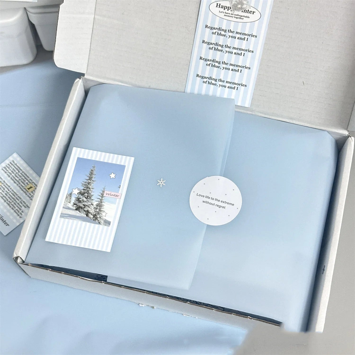 5Pcs High Beauty Ins Blue Matte Korean Su Paper Packaging Exquisite Large Waterproof Film Flower Gift Packaging Paper Oasis Select