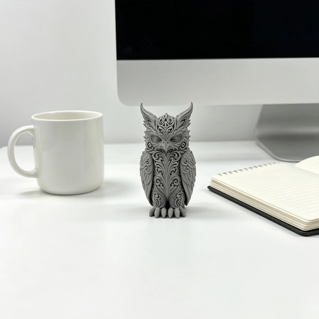 Mysterious Patterns Owl Figurines 3D Printed Forest Fantasy Miniature Statues Magic Bird Ornaments for Home Office Desktop Decor Oasis Select