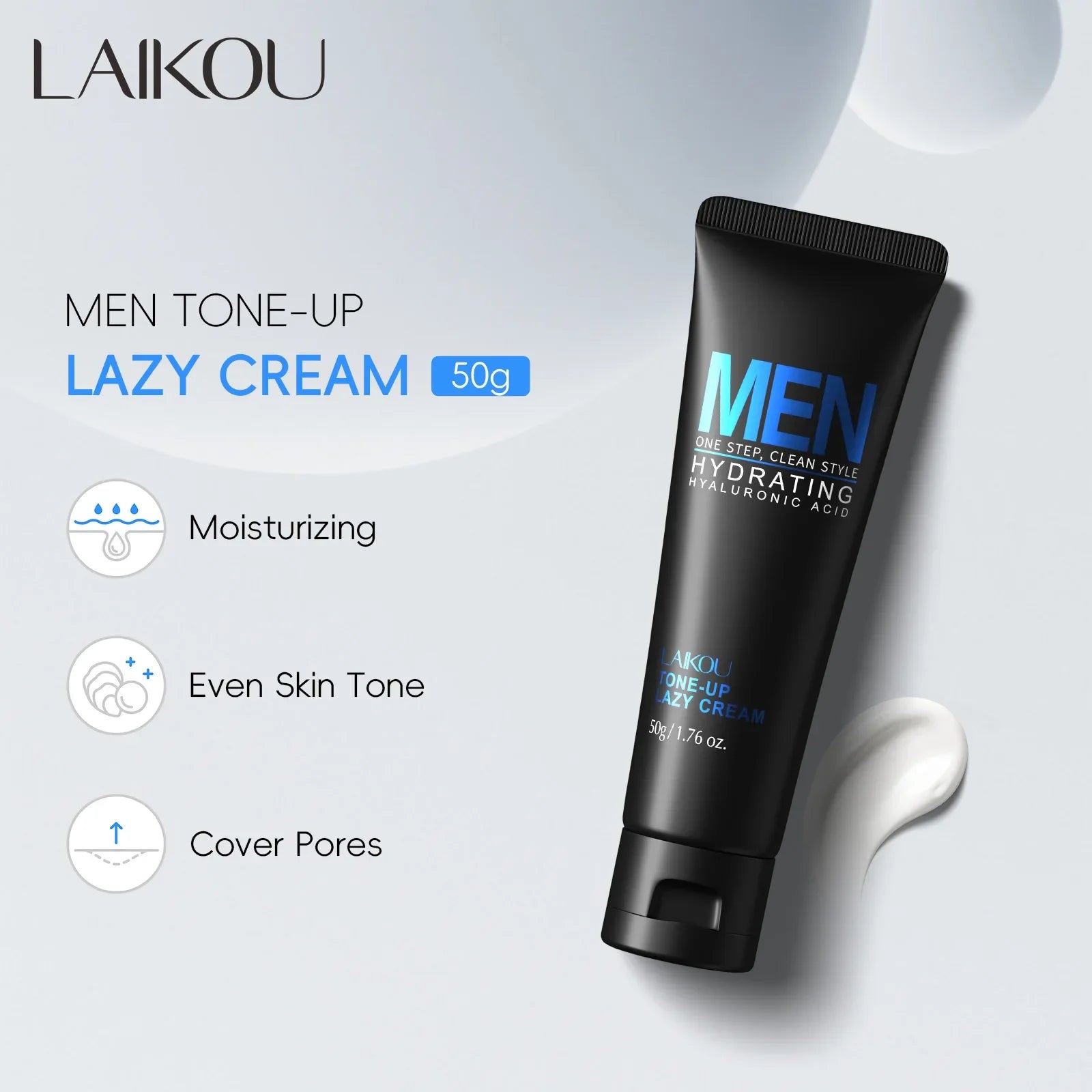 LAIKOU Men's BB Tone Up Cream – Hyaluronic Acid Oil Control 50g Men's BB Cream Oasis Select