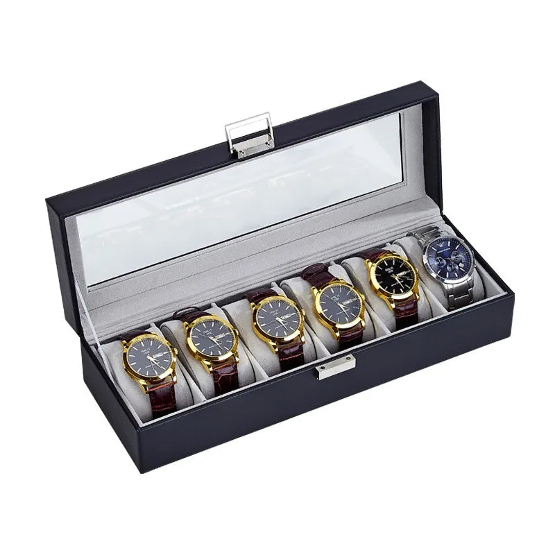 6 Grids PU Leather Watch Box - Luxury Storage & Display Case for Wristwatch Mechanical Watch, Watch Organizer for Men Women Oasis Select