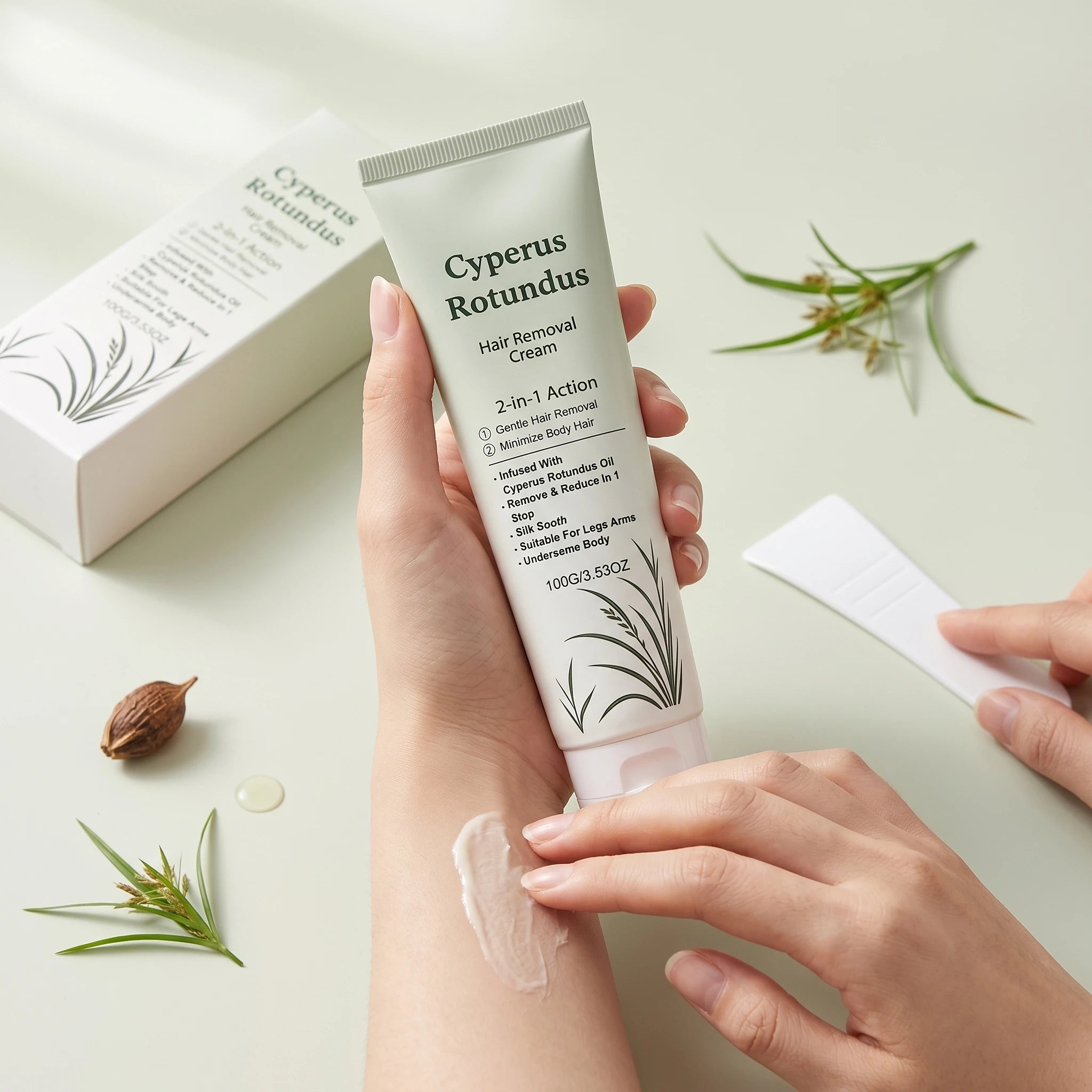 Cyperus Rotundus Hair Removal Cream – Gentle Depilatory 100g