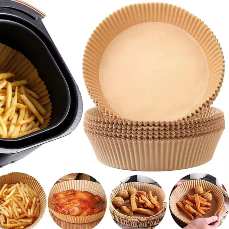 50/100/200Pcs Disposable Air Fryer Paper Oil Proof Waterproof Frying Paper Non-Stick Baking Paper For Kitchen Accessories Oasis Select
