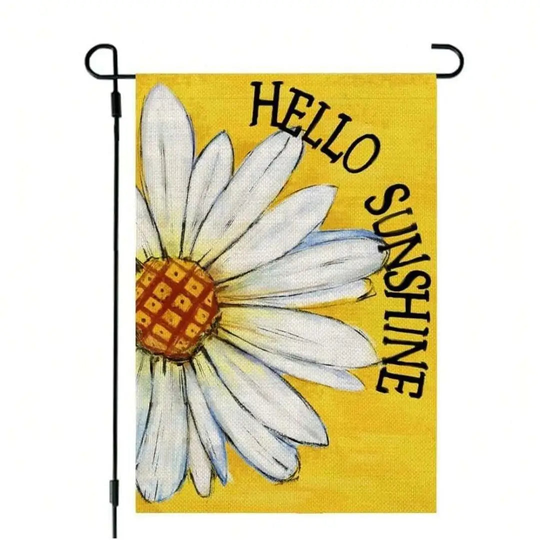 1pc Hello Sunshine Summer Garden Flag ， Small Garden Flags for Outside，Yard Decoration，Holiday Garden Flags for All Seasons Oasis Select