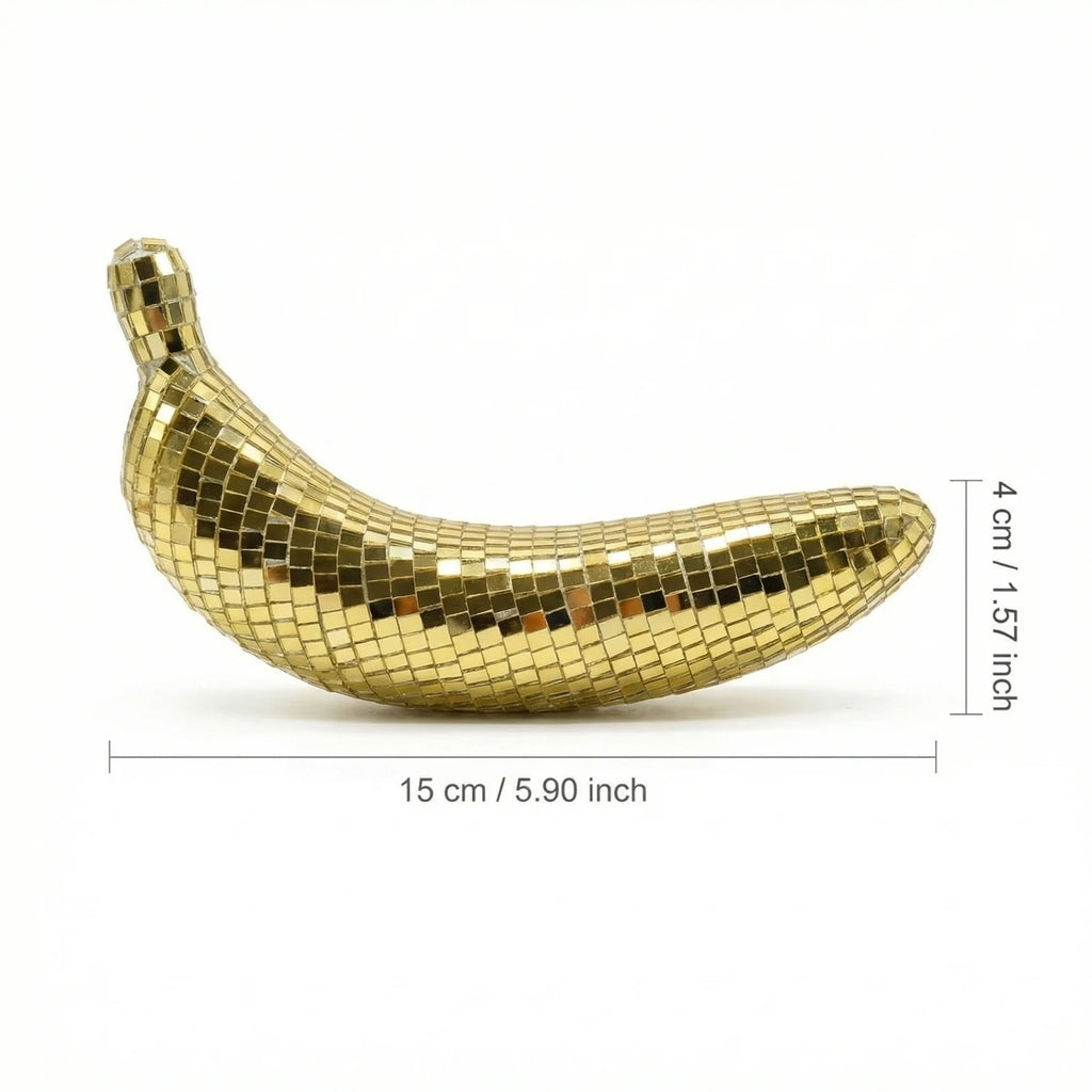 Disco Mirror Banana Figurine – Reflective Retro Desk Ornament Novelty Desk Ornament Oasis Select