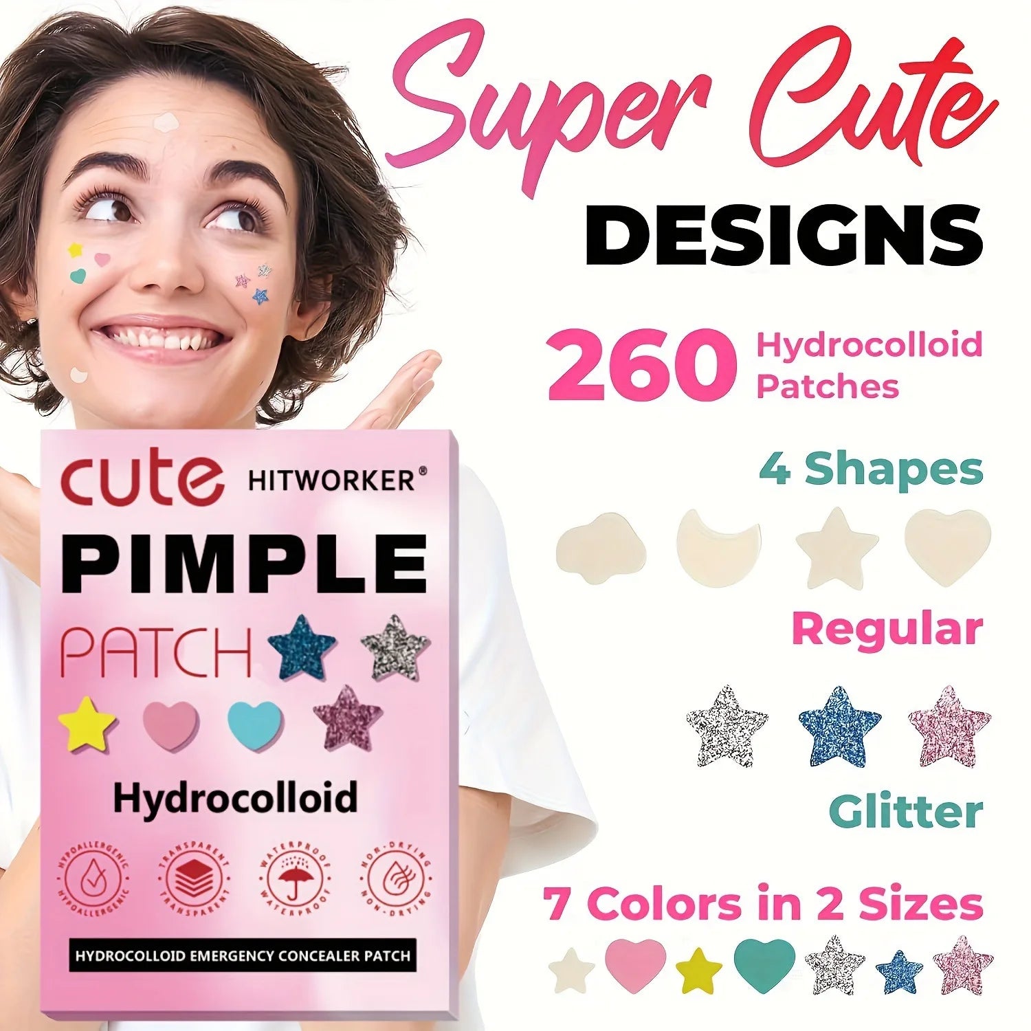 Hydrogel non irritating acne patch -260 pieces per box - alcohol free, used to absorb acne secretion, necessary for acne care Oasis Select
