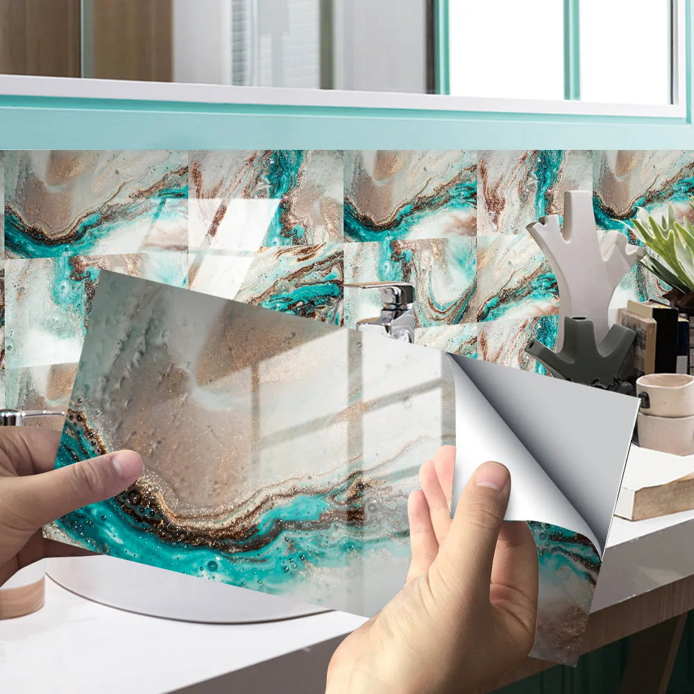 Imitation marble tiles are pasted with thickened film and decorated with crystal texture Sticker wall decor Oasis Select DLS034 30x15cm-32pcs