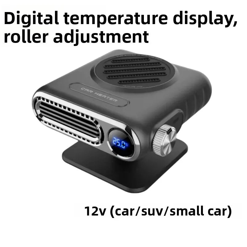 Electric Heater Fan with Digital Display Fast Heating Fan 12V/24V Car Heater Winter Car Speed Heating Fan Defogging Heating Oasis Select 12V