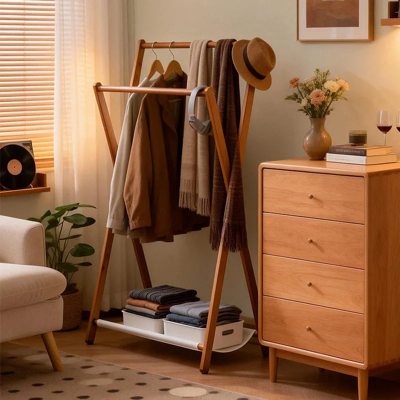 Hanging hanger bedroom floor does not take up space coat rack bedside bedside clothes storage artifact Oasis Select