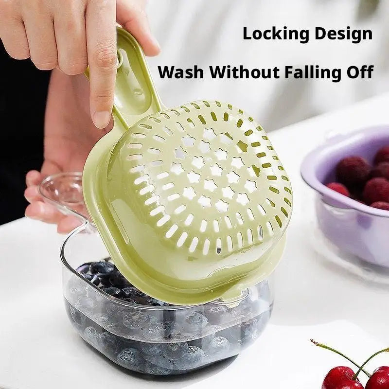 2-in-1 Fruit & Vegetable Wash Bowl with Drain Basket Colander