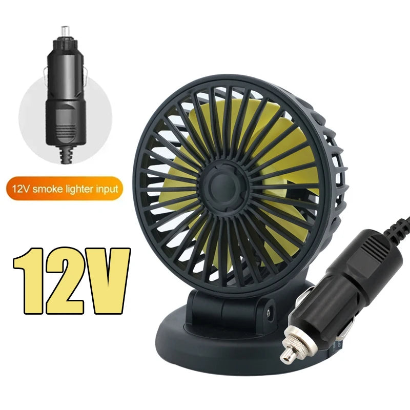 1/2/3 Head Car Fan Summer Air Fan USB/12V/24V Fan Cooler Adjustable 2 Speeds Silent Fan for Home Desk Office&Car Air Fan Oasis Select A 12V