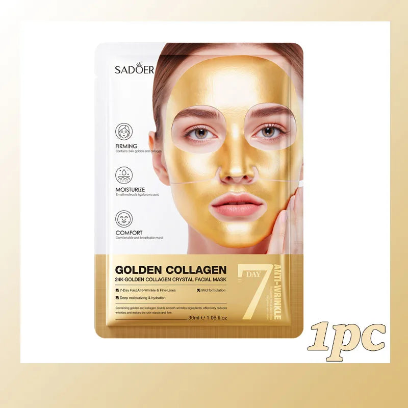 SADOER 24K Gold Collagen Face Mask – Firming & Hydrating Collagen Face Mask Oasis Select 1pc