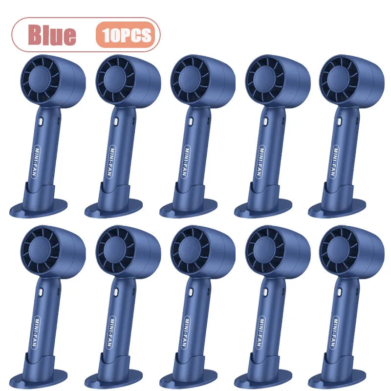 Mini USB Handheld Fan Portable Rechargeable Small Desk Fan for Students Office Travel Personal Cooling Breeze Quiet 3 Speed Oasis Select Blue-10PCS