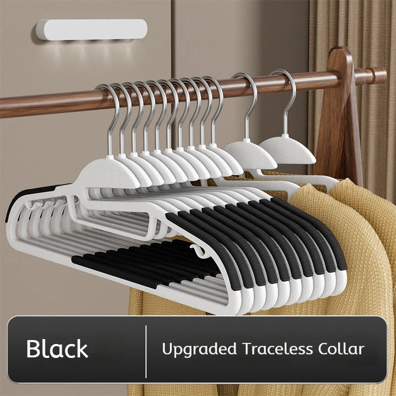 10Pcs Black/Orange/Grey Multifunctional Wet and Dry Household Hanger Suitable for Hanging Clothes Bedroom Wardrobe Anti-Slip Oasis Select New Black 10pcs