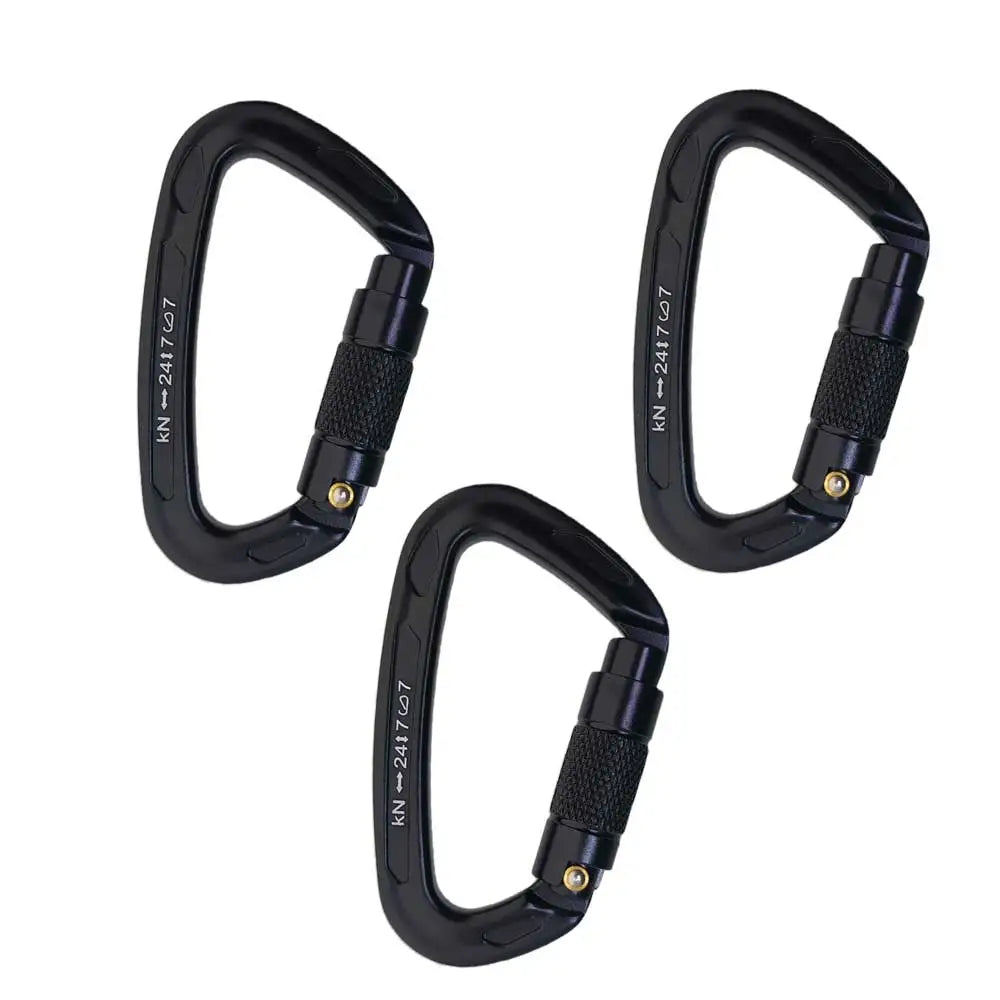 24KN Auto Locking Gate Carabiner Outdoor D-ring Buckle Climbing Rappelling Rigging Hammocks Locking Clip Oasis Select Black 3