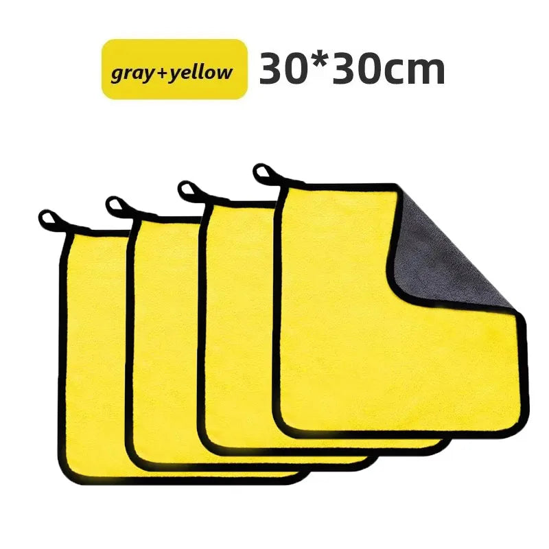 1/4pcs Thicken Microfiber Motorcycle Car Cleaning Towels Soft Drying Cloth Car Washing Towels Double Layer Clean Rags Detailing Oasis Select 4pcs-30x30cm