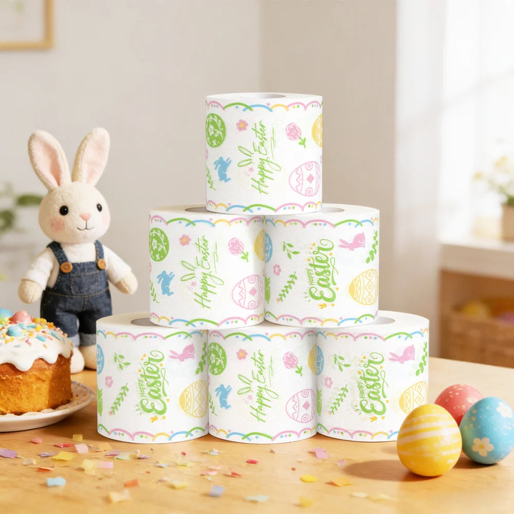 2/4/6pcs Easter Printed Toilet Paper Rolls, Fun Holiday Design 2-Ply Bathroom Tissue-Party Gift,Home Kitchen Bathroom Essential Oasis Select