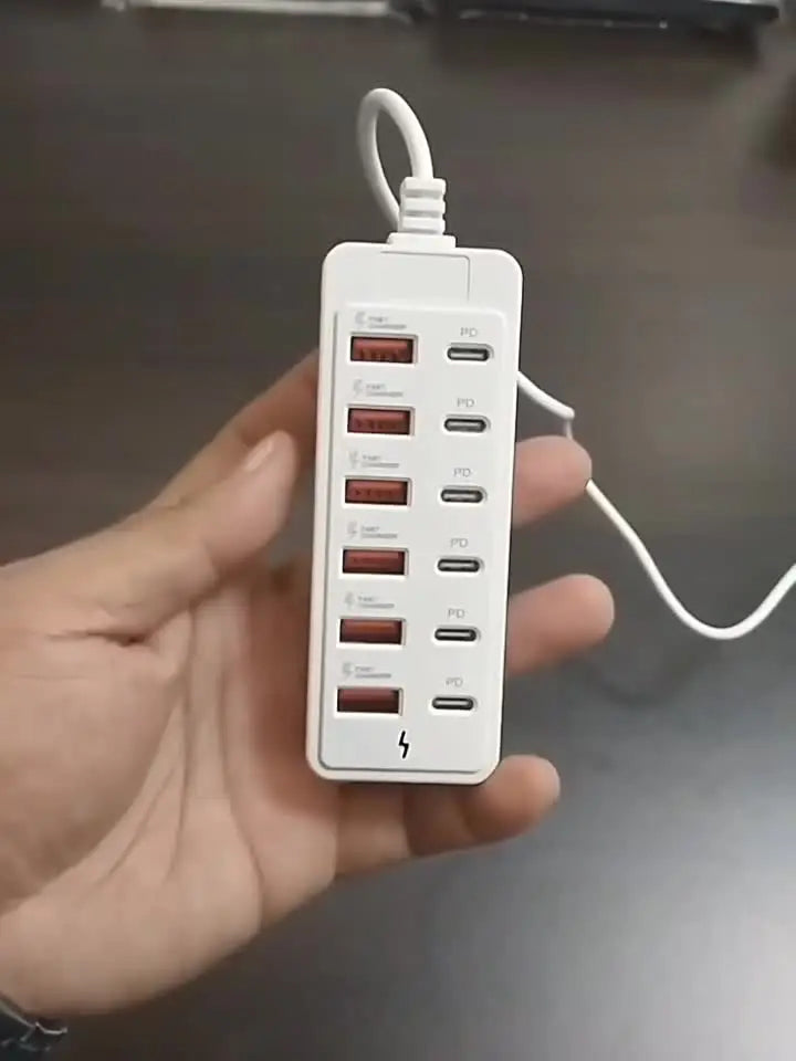 Fast-Charging Multi-Port Charger, 6-Port USB with Individual Ports & Power Indicator, Compatible with USB-C/USB-A Devices Oasis Select