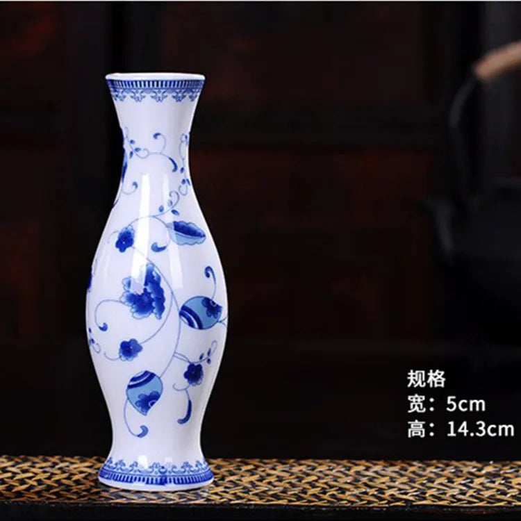 Chinese Table Antique Blue White Porcelain Vase Decoration Crafts