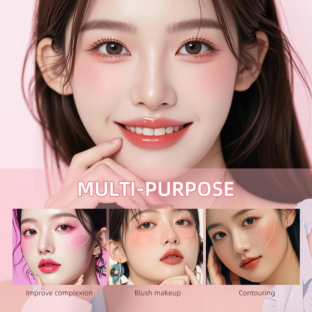 Soft Fog Blush Stick Face Blusher Patting Powder Blusher for Cheeks Cute Korean Style Waterproof Blush Sponge Brush Head 3Colors Oasis Select