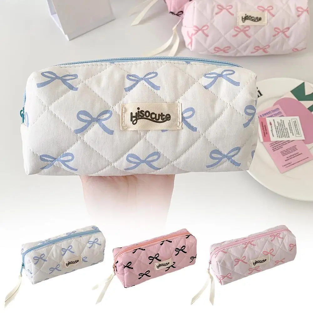 Cute Bow Pencil Case – Large Capacity Pink Stationery Bag