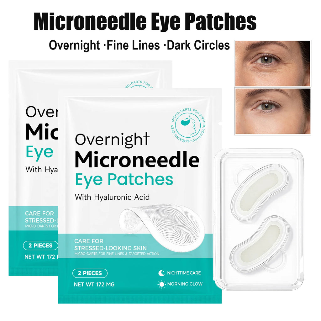 Microneedle Eye Patches Hyaluronic Acid 0.25mm Overnight Under Eye Mask for Dark Circles Fine Lines Hydrating Anti-Aging Eye Car Oasis Select