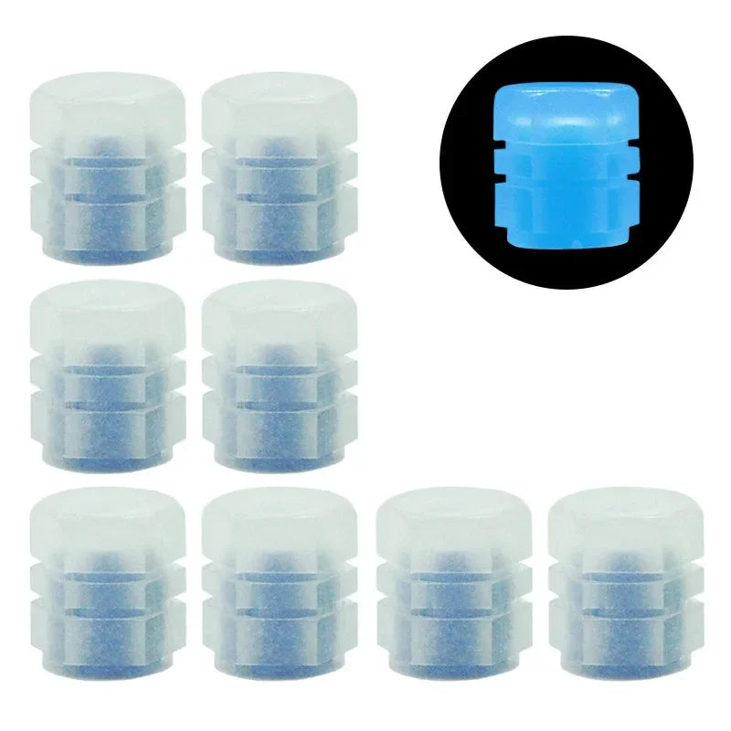 4/8/16/20pcs Universal Luminous Bicycle Tire Valve Caps Night Glowing Decor Motorcycle Bike Valve Stem Cap Wheel Nozzle Oasis Select 8PCS Blue
