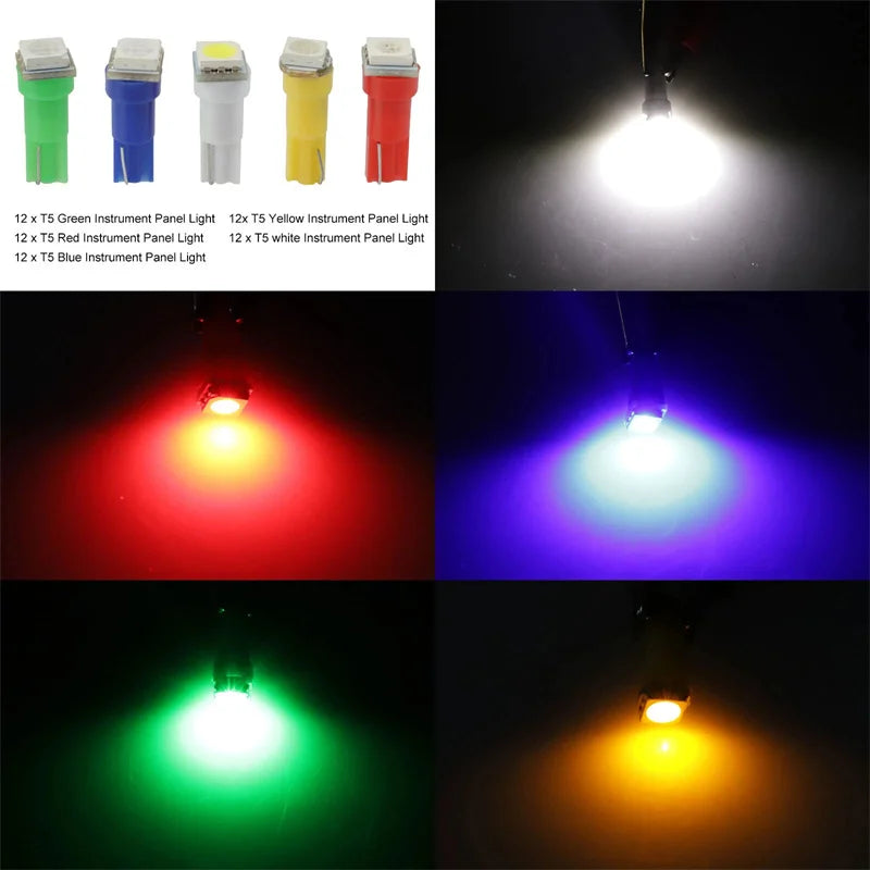 70PCS T5 T10 5050-SMD LED Speedometer Instrument Gauge Cluster Dash Light Bulbs Oasis Select