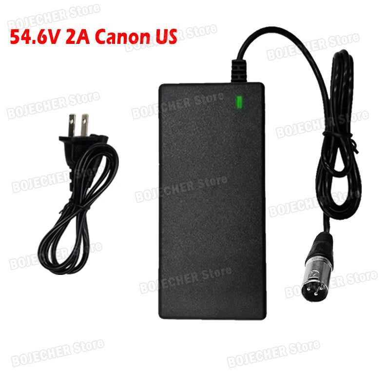 54.6V 2A Lithium Battery Charger With 3 Pin XLR Connector For 48V Lithium Battery AC100-240V Power Supply Adapters EU US Plug Oasis Select US Plug