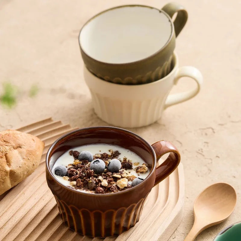 350ML Ceramic Coffee Mug Japanese Coarse Pottery Breakfast Milk Mug Home Office Water Cup Latte Coffee Cup Afternoon Teacup Oasis Select