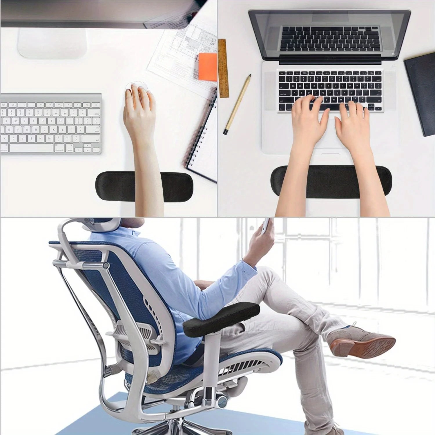 2/4pcs Memory Foam Armrest Pads for Office Chair Elbow Support Cushion for Arm Pressure Relief, Universal Fit Covers for Chairs Oasis Select