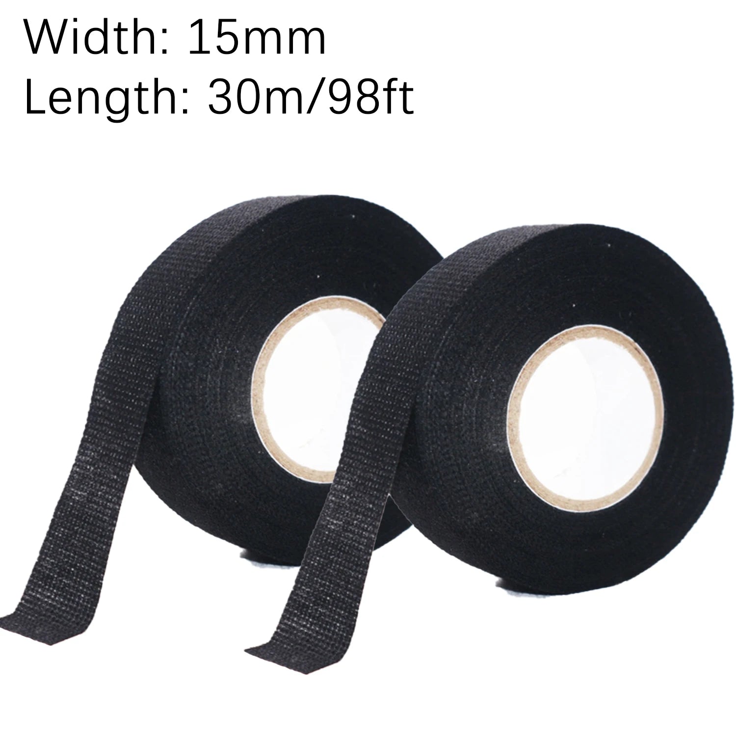 49/98Ft Electrical insulating tape soundproof heat-resistant 9-50MM automotive cable harness fabric shock-absorbing velvet tape Oasis Select 15MM 98Ft 0.3mm