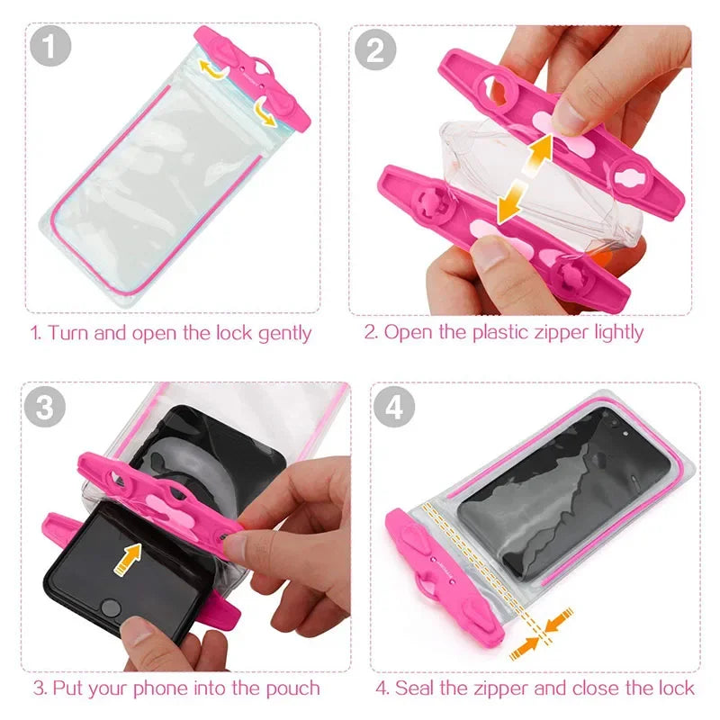 Waterproof Phone Pouch Drift Diving Swimming Bag Underwater Dry Bag Case Cover For Phone Water Sports Beach Pool Skiing 6 inch Oasis Select