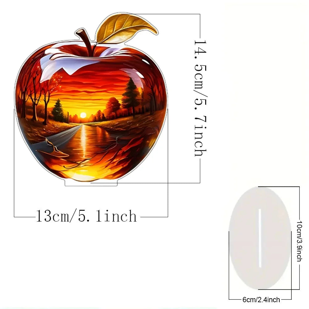Crystal Apple Figurine Paperweight, Clear Apple Collectible Figurines Crafts, Home Office Handmade Statue Ornament Decoration Oasis Select style1