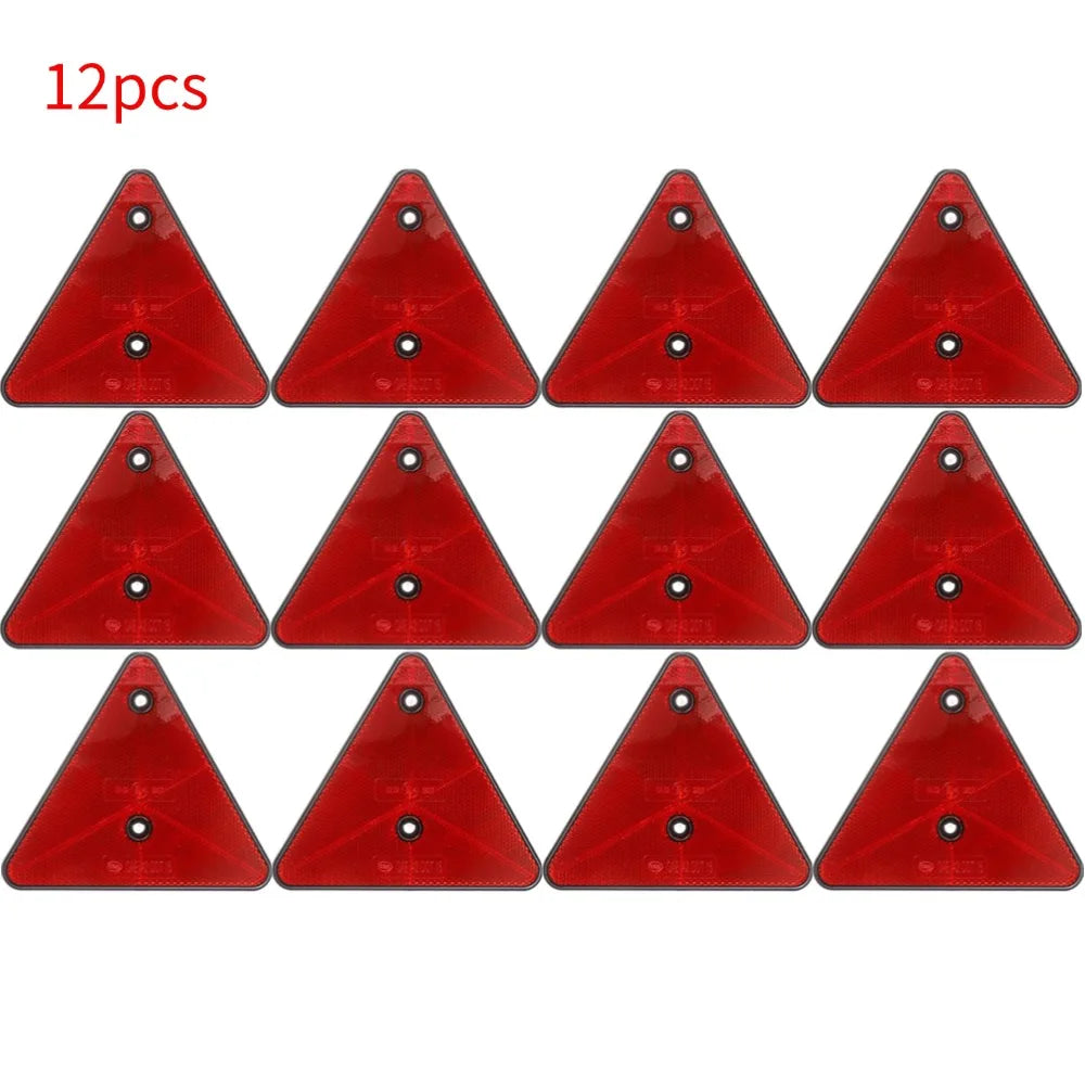 Red Triangle Reflectors Rear Reflectors Safety Warning For Trailer Bike Motorcycle Truck Boat Car Accessories Oasis Select 12pcs