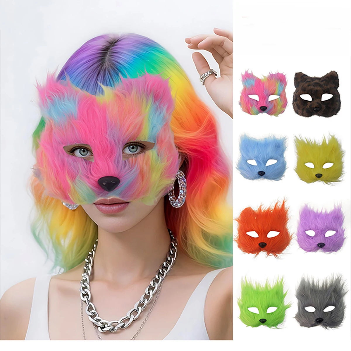 Halloween Animal Cosplay Fox Shape Half Face Eye Mask Sexy Cat Animal Mask Christmas Carnival Party Roleplay Costume Props Oasis Select