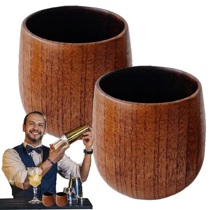Wooden Whiskey Cup Bourbon Drinking Wooden Cup 2pcs Rustic Vintage Cool Bottle for Birthday Wedding Christmas Travel and Home Oasis Select