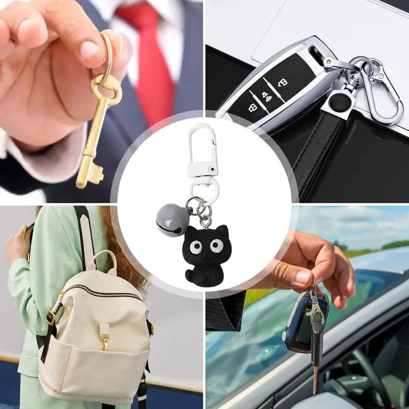 Cat Key Rings for Car Keys Black/White Cat Keychain Charm Keyring Pendant Eye-Catching Versatile Bag Pendants for School Bags Oasis Select