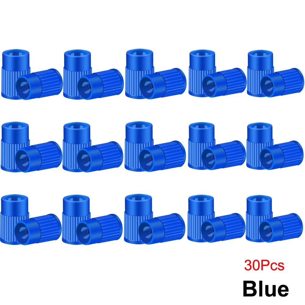 Tire Stem Valve Caps with Valve Core Remover Tool Plastic Dust Caps Universal for Cars, Bike and Bicycle, Trucks, Motorcycles Oasis Select Blue-30Pcs