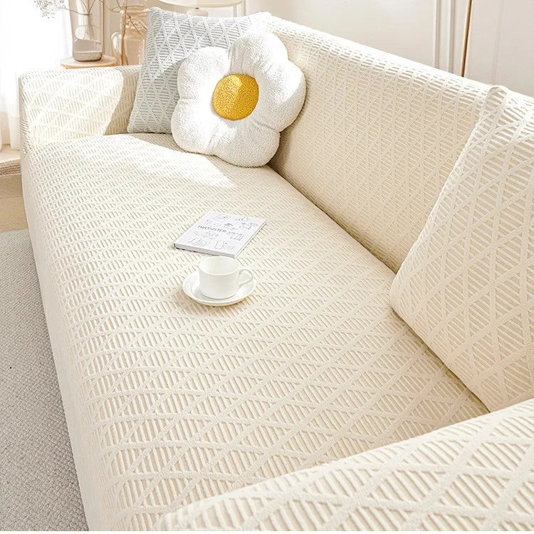 New Fleece Sofa Cover Full Package Universal Cover All-season Anti-cat Scratch and Anti-slip Sofa Protection Cover Oasis Select 1 people 90-140cm Off-white