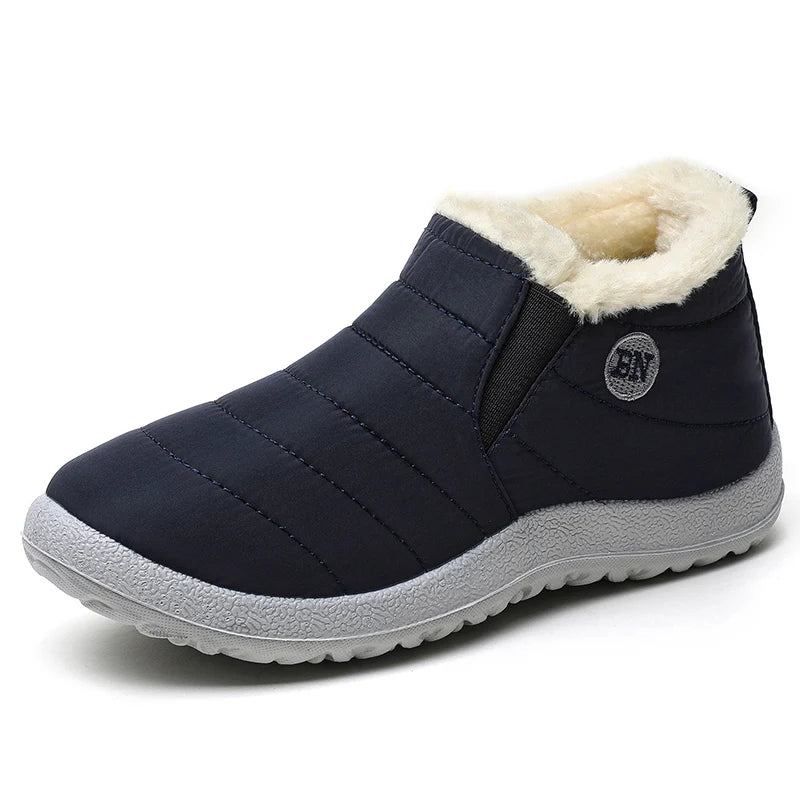 Men's Boots Slip On Winter Shoes For Men Ankle Boots Winter Booties For Men Fur Shoes Waterproof Snow Boots Warm Casual Botas Oasis Select Blue N 41