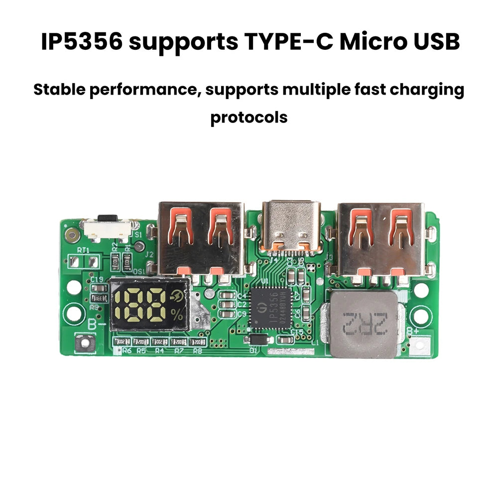 5V 3A Lithium Battery Digital Display Fast Charging Module IP5356 TYPE-C Micro USB QC3.0 2.0 PD3.0 PD2.0/AFC/FCP Oasis Select