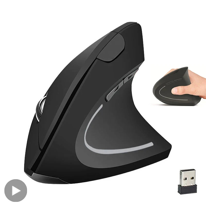 Vertical Ergonomic Wireless Mouse – 2.4GHz USB 1600 DPI 6 Button