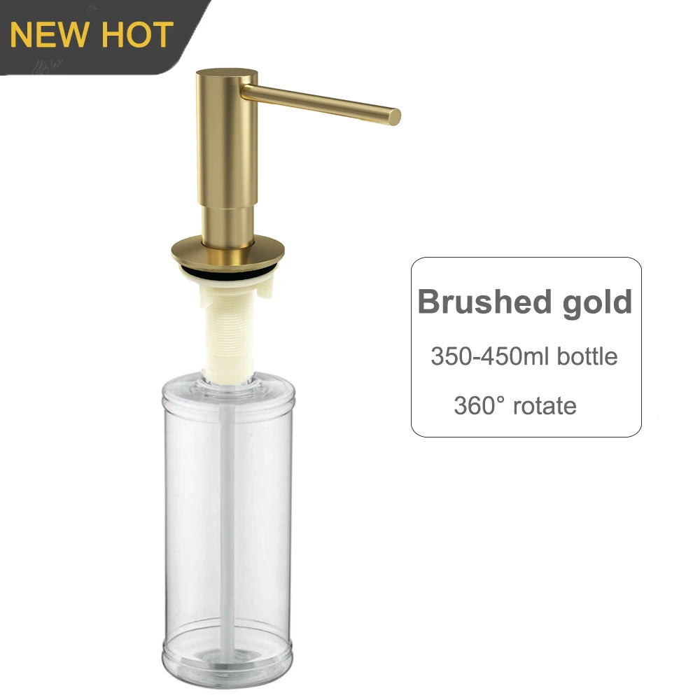 Brass Kitchen Sink Liquid Soap Dispenser Built-in Lotion Pump Head Oasis Select Brass X matte gold