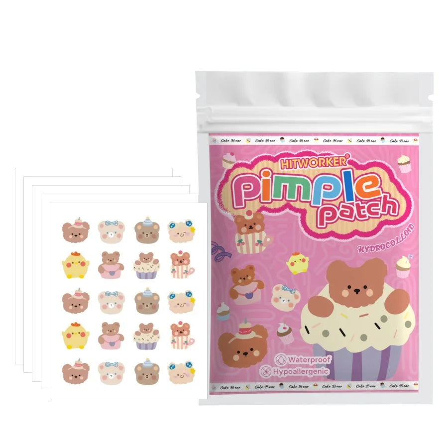 Cute Bear Design Hydrocolloid Acne Patch Light Breathable Concealer Mild Non-Irritating Solution for Pimples Oasis Select 100pcs