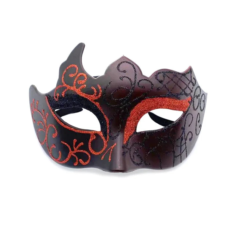 Glitter Half Face Masquerade Mask Woman Men Venice Mask Halloween Costume Accessories For Cosplay Party Oasis Select Black dark red